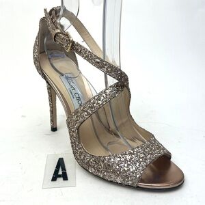 Jimmy Choo Emily Coarse Glitter Sandal sz 10